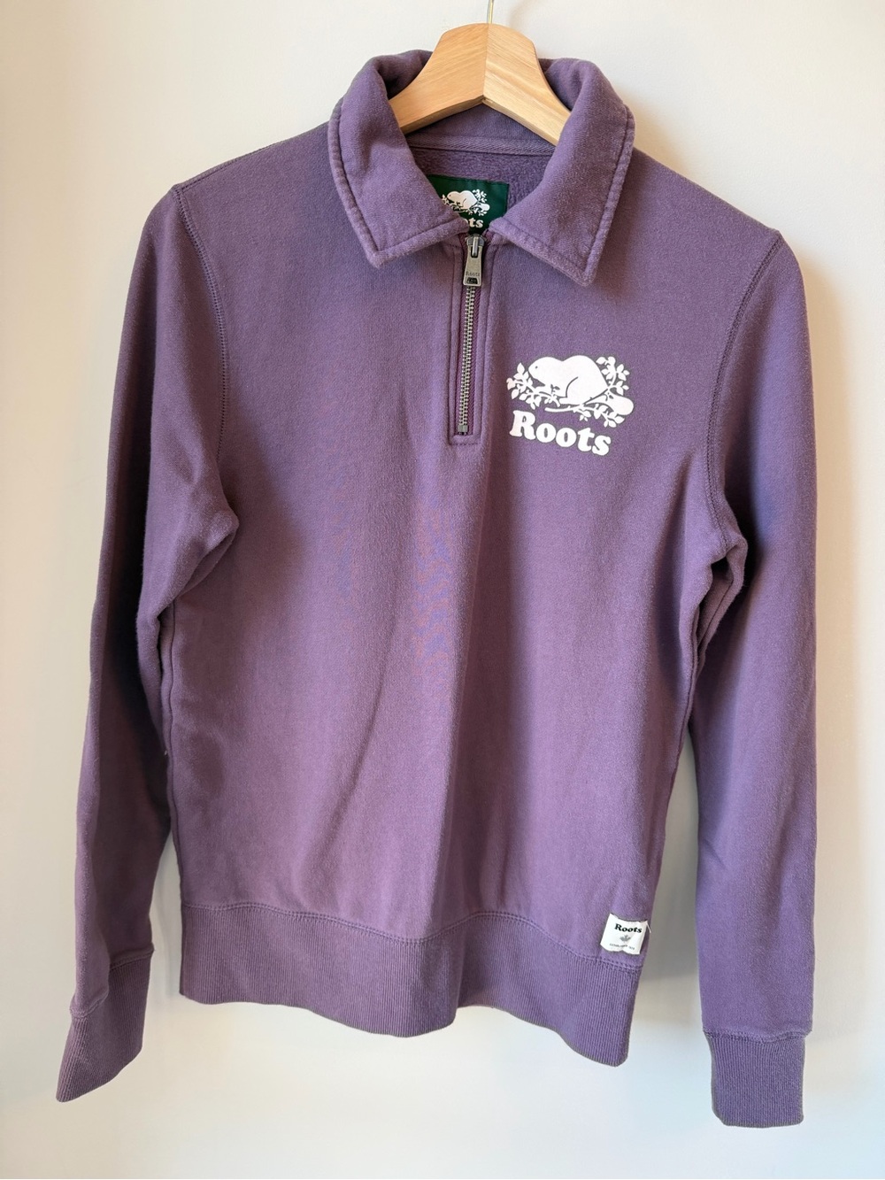Roots Mauve Purple Quarter-Zip Collared Sweatshirt XS